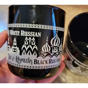 Set of 2 Kahlua Black Amber Drink Glasses White Russian Black Russian Libbey USA